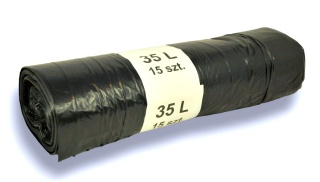 WORKI SANITARNE 35L 50 X 60 LDPE z taśmą czarne a 15 szt/rolka