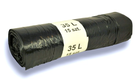WORKI SANITARNE 35L 50 X 60 LDPE z taśmą czarne a 15 szt/rolka