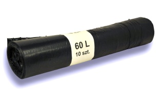 WORKI SANITARNE 60L 60 X 80 LDPE z taśmą czarne a 10 szt/rolka