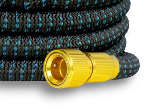 Wąż Ogrodowy Elastyczny Rozciągliwy 50m Pistolet Wieszak Mosiężne Złączki