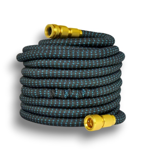 Wąż Ogrodowy Elastyczny Rozciągliwy 50m Pistolet Wieszak Mosiężne Złączki