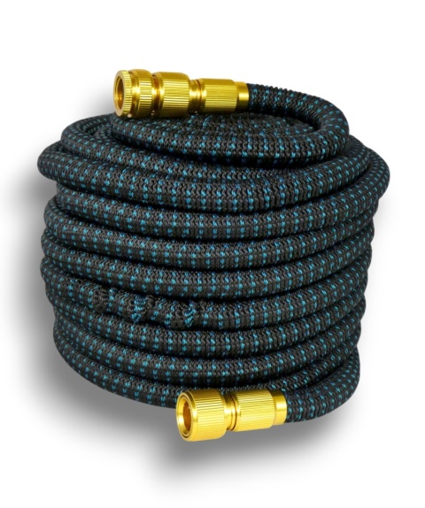 Wąż Ogrodowy Elastyczny Rozciągliwy 30m Pistolet Wieszak Mosiężne Złączki