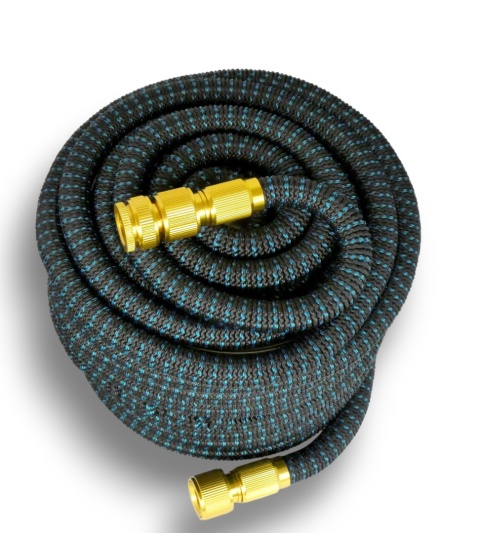 Wąż Ogrodowy Elastyczny Rozciągliwy 30m Pistolet Wieszak Mosiężne Złączki