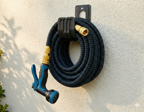 Wąż Ogrodowy Elastyczny Rozciągliwy 30m Pistolet Wieszak Mosiężne Złączki