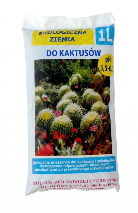 Ziemia do Kaktusów i Sukulentów 1 L Podłoże Przepuszczalne pH 5,5-6,5