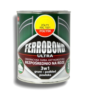 Farba antykorozyjna 3w1 na rdzę Ferrobond Ultra 0,7L RAL1021 ŻÓŁTY połysk