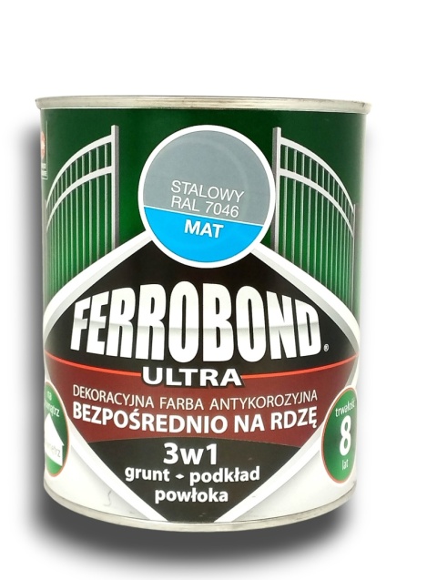 Farba antykorozyjna 3w1 na rdzę Ferrobond Ultra 0,7L RAL7046 STALOWY matowy