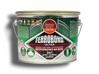 Farba antykorozyjna na rdzę 3w1 Ferrobond CZERWONY TLENKOWY połysk 2,5 L
