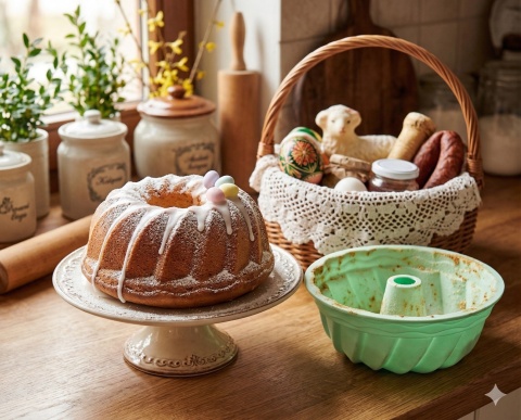 Forma silikonowa z kominem do babki wielkanocnej 23cm foremka do pieczenia