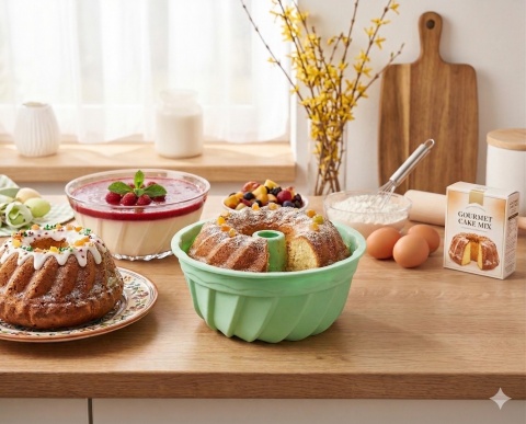 Forma silikonowa z kominem do babki wielkanocnej 23cm foremka do pieczenia