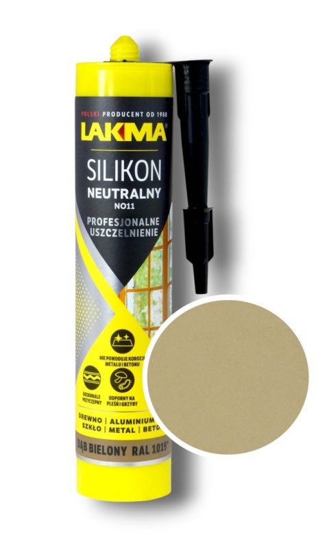 LAKMA SILIKON NO11 NEUTRALNY okienny szklarski Dąb Bielony RAL1019 280ml