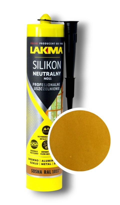 LAKMA SILIKON szklarski okienny trwały NO11 NEUTRALNY Sosna RAL1011 280 ml