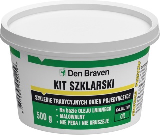 Naturalny kit szklarski na oleju lnianym malowalny nie pęka Den Braven 500g