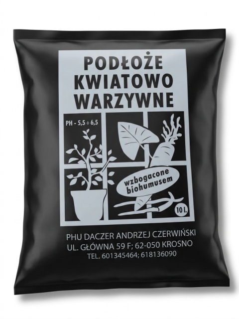 Podłoże Kwiatowo Warzywne 10L Ziemia do Roślin i Warzyw z Biohumusem