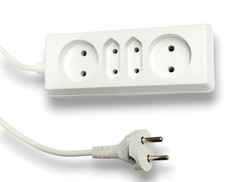 Przedłużacz elektryczny listwowy biały przewód 5m 4 gniazda 2P 2PZ