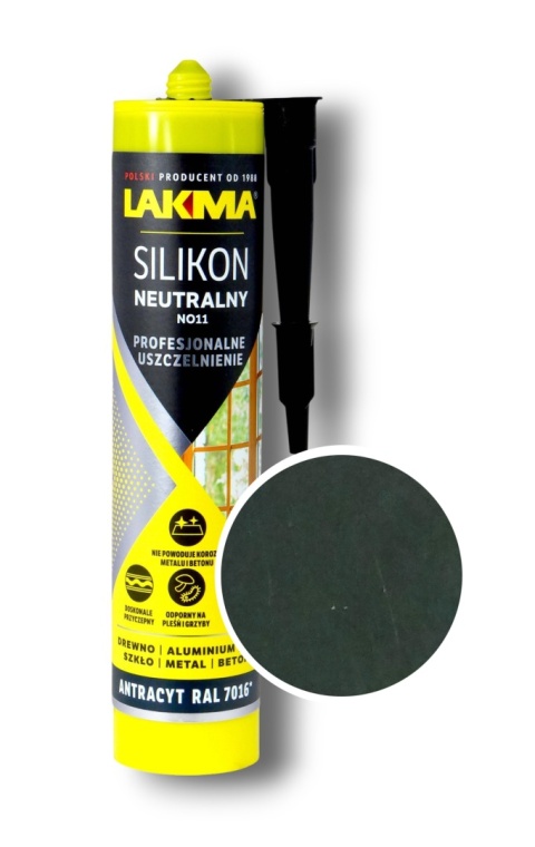 Silikon Lakma neutralny okienny trwały NO11 kolor ANTRACYT RAL 7016 280 ml