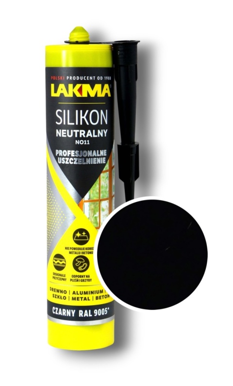 Silikon Lakma neutralny okienny trwały NO11 kolor CZARNY RAL 9005 280 ml