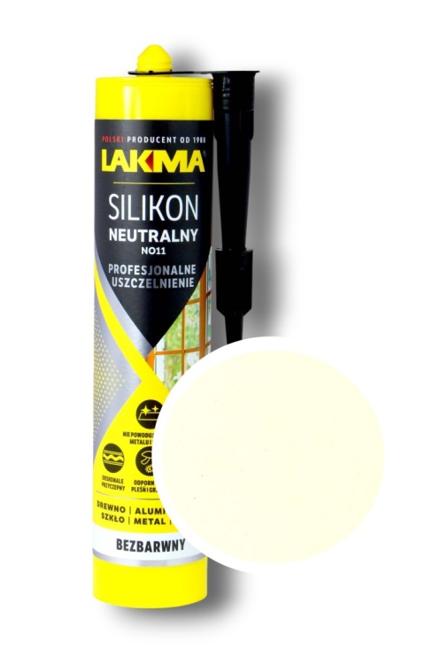 Silikon Lakma neutralny szklarski okienny trwały NO11 bezbarwny 280 ml