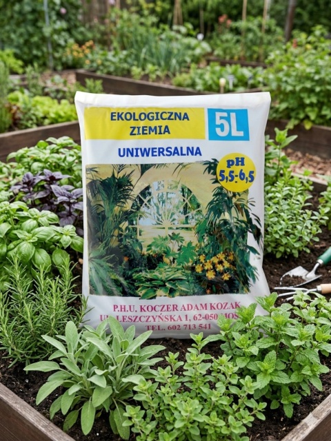 Ziemia Uniwersalna 5L Podłoże do Kwiatów Warzyw Roślin pH 5,5-6,5