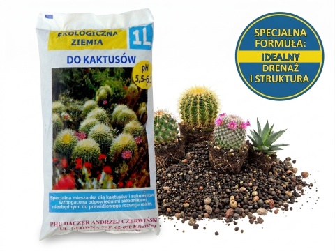 Ziemia do Kaktusów i Sukulentów 1 L Podłoże Przepuszczalne pH 5,5-6,5